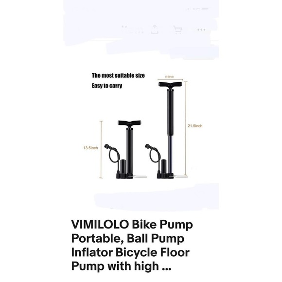Vimilolo Bike Pump Portable, Ball Pump Inflator NEW - Picture 2 of 8